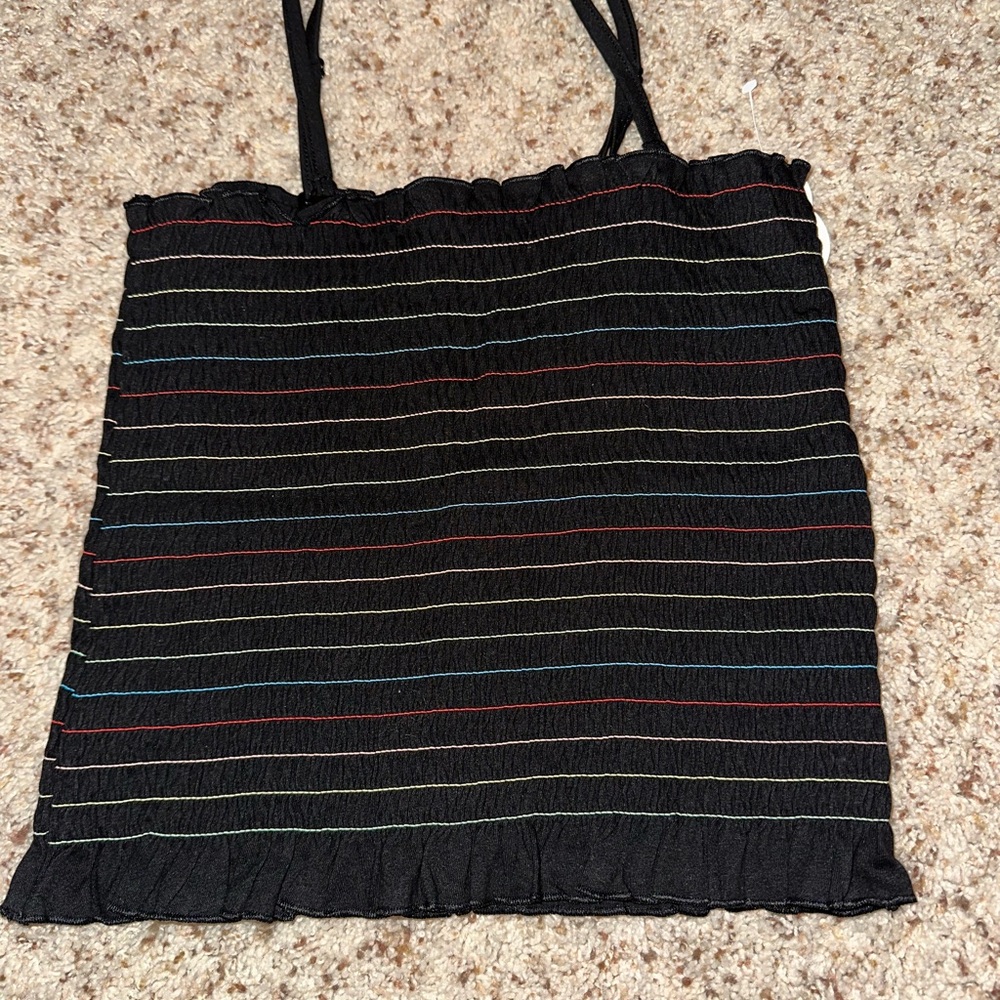 Wonder Nation Black Tote with Colorful Stripes